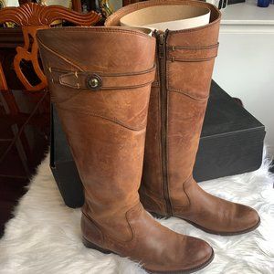 Frye Womens Molly Button Tall Brown Leather Side Zip Riding Boots Size 8.5M